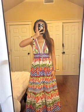 Farm Rio Annika Picnic Pepper Mid Dress